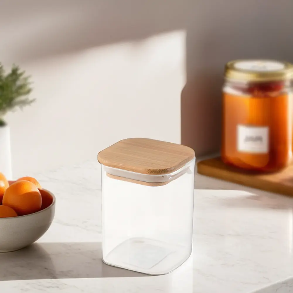 Small glass jar with wooden lid1