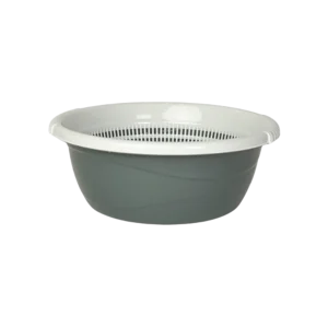 Tuffex 7l grey bowl with white strainer