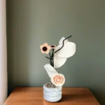 Beige-Flower-8x35cm-with-Porcelain-Blue-Vase1 Beige flower 8x35cm with porcelain blue vase1