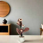 Beige flower 8x35cm with porcelain green vase1