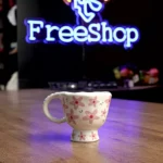 Ceramic 300ml beige flowers design mug1