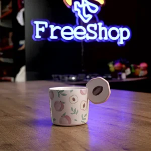 Ceramic 375ml fruit design mug with peach shaped handle1