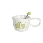 Ceramic 400ml avocado design mug with spoon