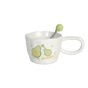 Ceramic 400ml avocado design mug with spoon