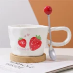 Ceramic-400ml-Strawberry-Design-Mug-with-Spoon2 Ceramic 400ml strawberry design mug with spoon2