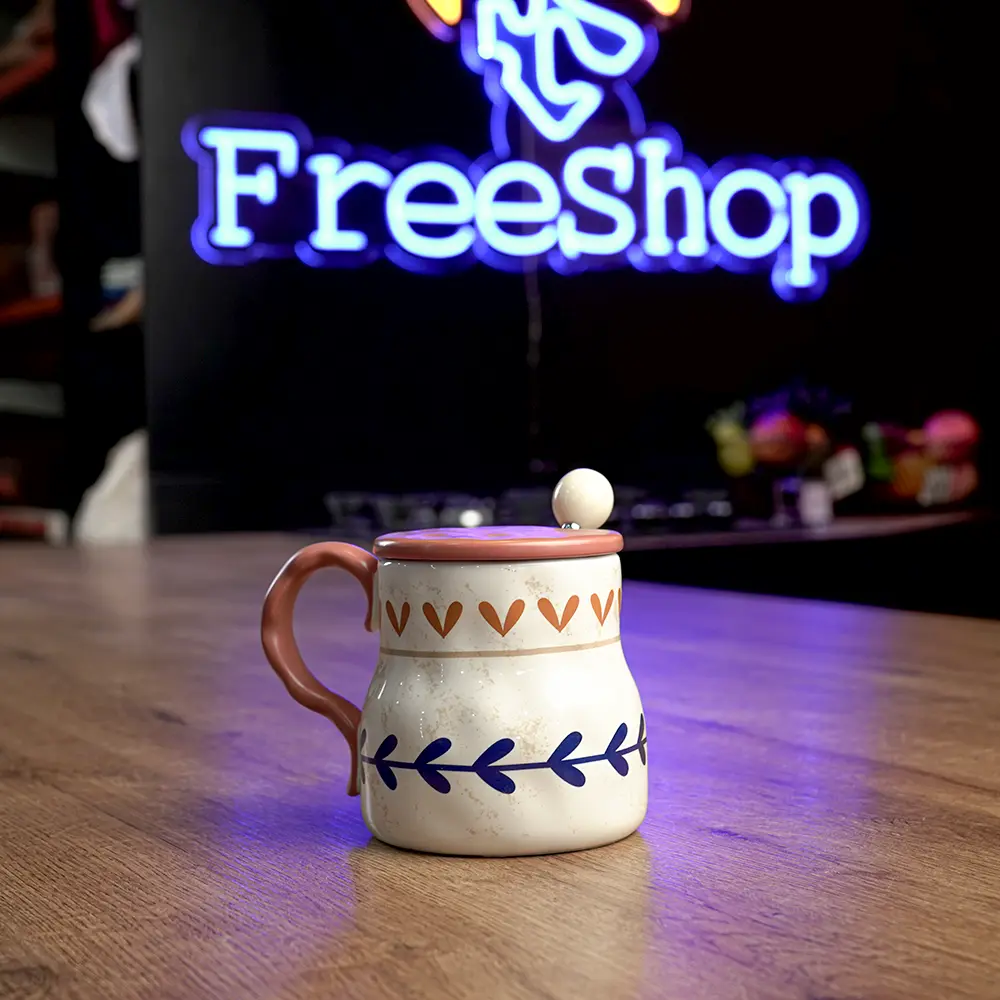 Ceramic-450ml-Beige-Mug-with-Orange-Lid-&-Spoon1 Ceramic 450ml beige mug with orange lid & spoon1