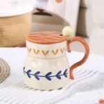 Ceramic-450ml-Beige-Mug-with-Orange-Lid-&-Spoon2 Ceramic 450ml beige mug with orange lid & spoon2