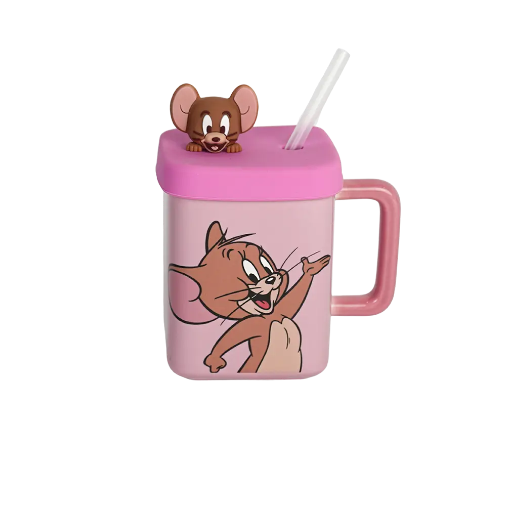 Ceramic-Jerry-Design-Pink-Mug-with-Straw-&-Lid Ceramic jerry design pink mug with straw & lid