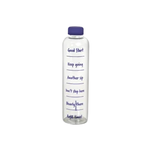 Danny home 1l glass water bottle with navy blue lid