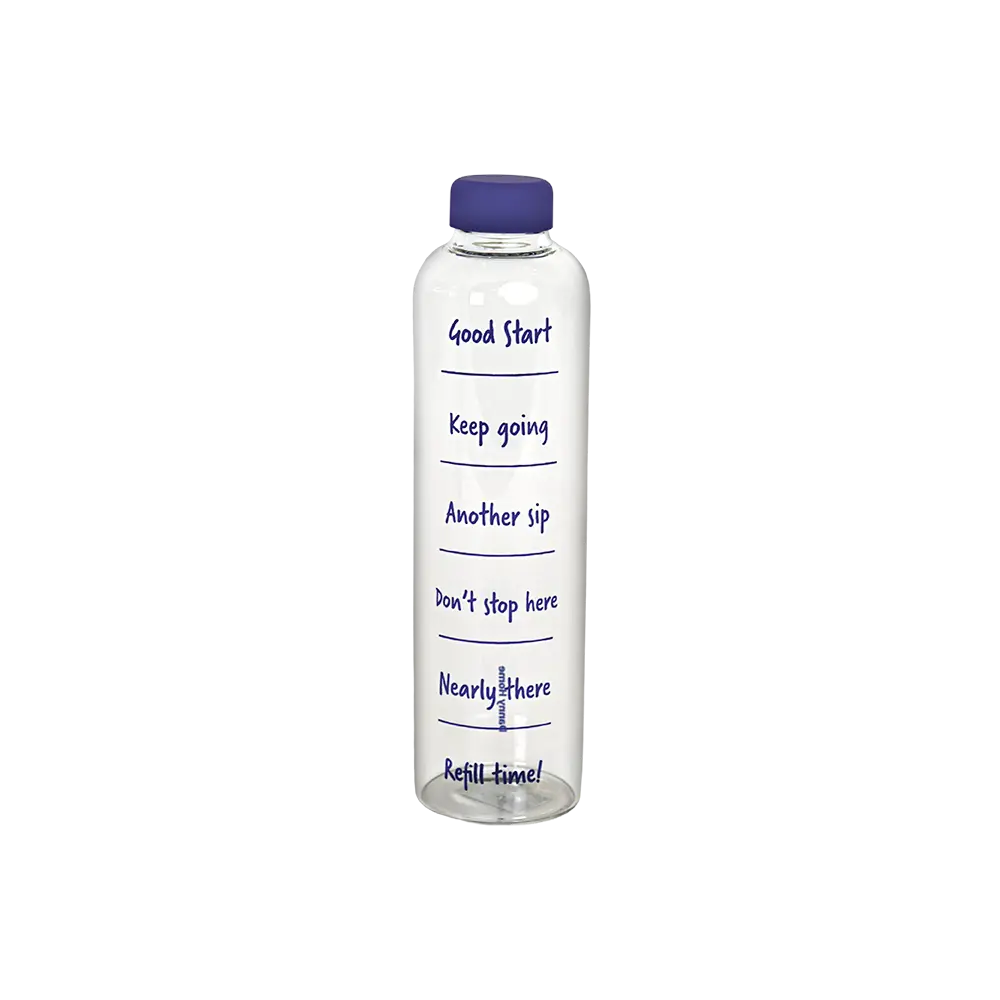 Danny home 1l glass water bottle with navy blue lid