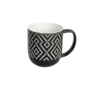 Danny home 400ml ceramic patterned design black mug
