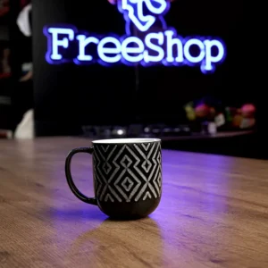 Danny home 400ml ceramic patterned design black mug1