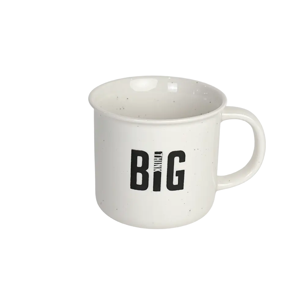 Danny home ceramic 350ml black font design white mug