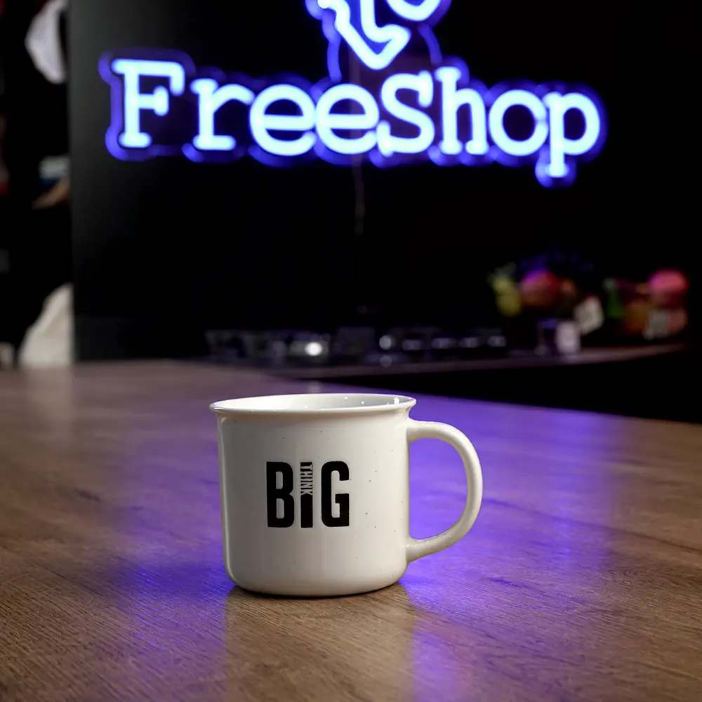 Danny home ceramic 350ml black font design white mug1