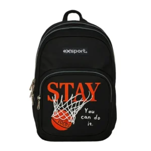 Exsport 2526101 basketball design 4 zippers black backpack