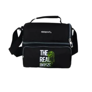Exsport 2526102 the real boss design 2 zippers black lunch bag