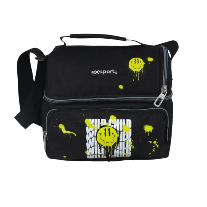 Exsport 2526102 wild child design 2 zippers black lunch bag
