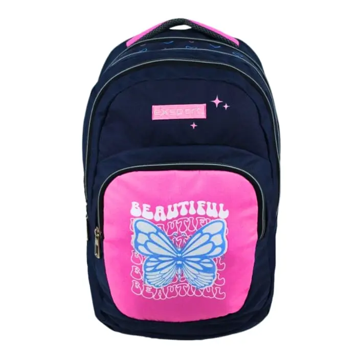 Exsport 2526104 beautiful butterfly 4 zippers backpack