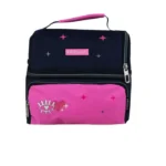 Exsport 2526105 navy blue & pink 2 zippers lunch bag