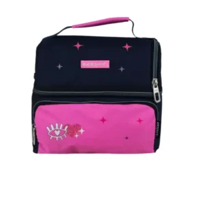 Exsport 2526105 navy blue & pink 2 zippers lunch bag