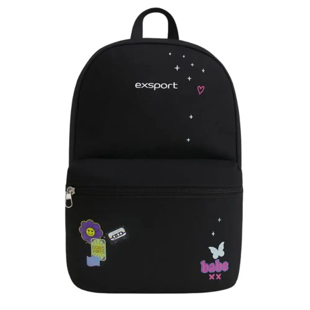 Exsport 2526150 black 2 zippers backpack