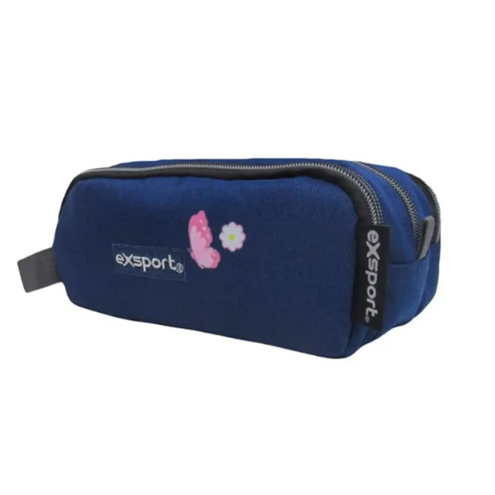 Exsport-2526153-Navy-Blue-2-Zippers-Pencil-Case Exsport 2526153 navy blue 2 zippers pencil case