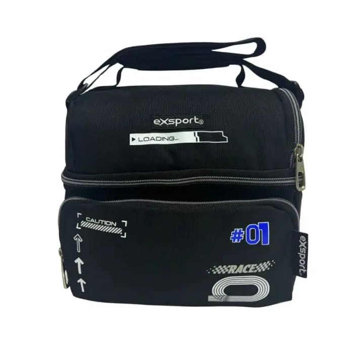 Exsport 2526157 race design 2 zippers black lunch bag