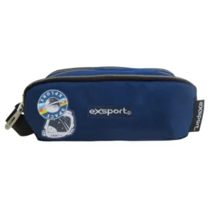 Exsport 2526158 space design 2 zippers navy blue pencil case