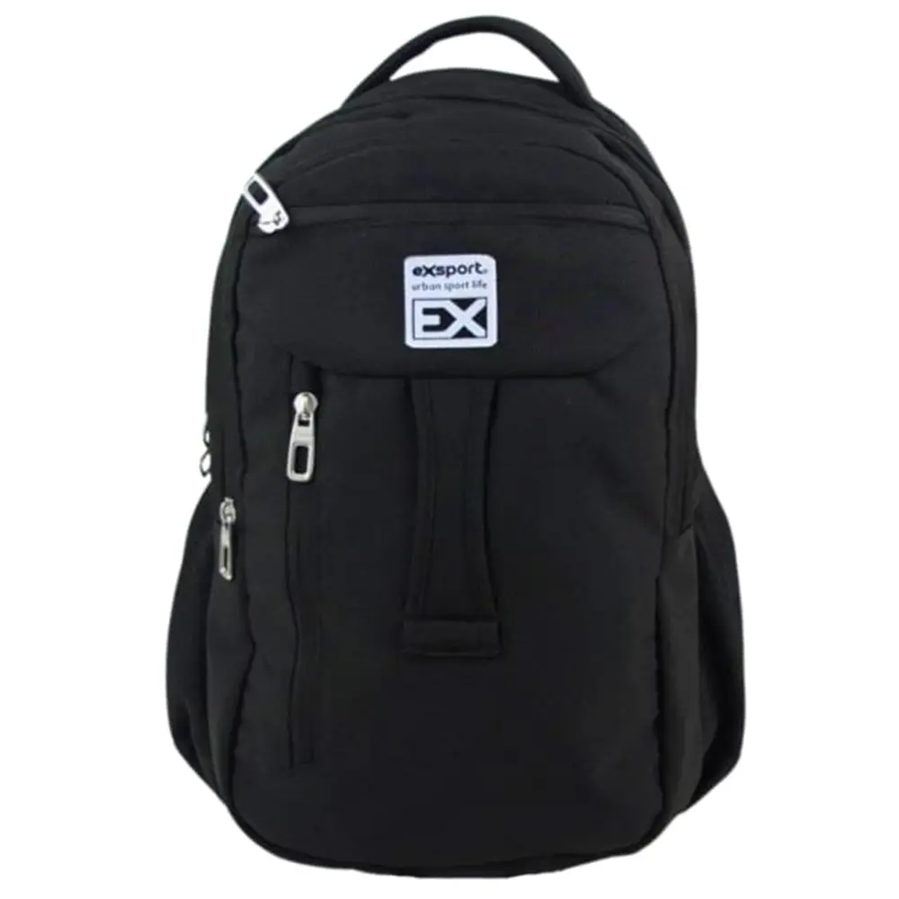 Exsport 2526202 black 4 zippers backpack