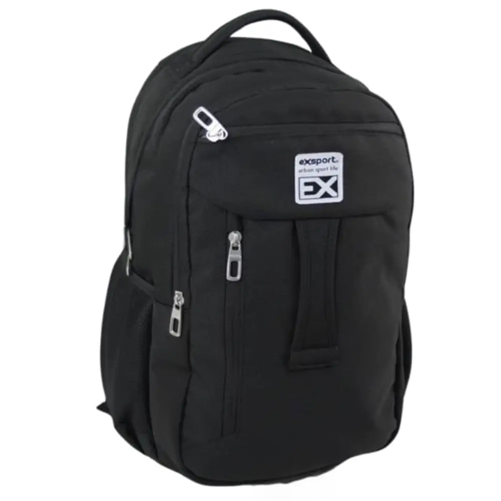 Exsport 2526202 black 4 zippers backpack1