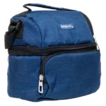 Exsport 2526204 navy blue 2 zippers lunch bag with front pocket