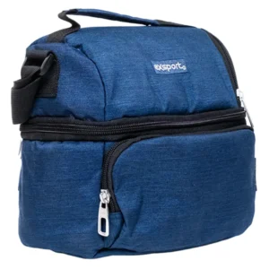 Exsport 2526204 navy blue 2 zippers lunch bag with front pocket