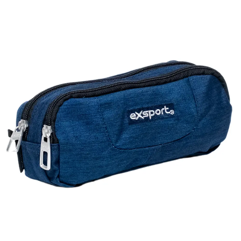 Exsport 2526208 navy blue 2 zippers pencil case