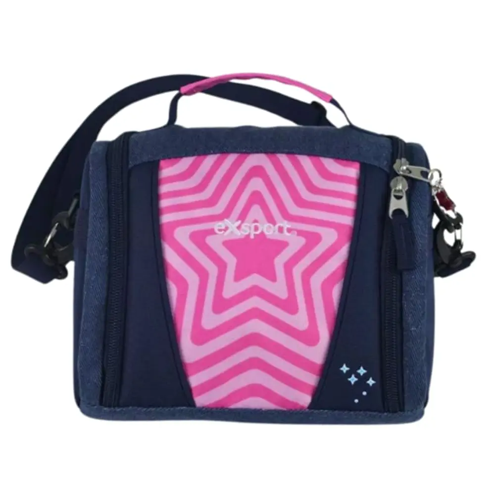Exsport-2526252--Pink-Star-Design-2-Zippers-Denim-Lunch-Bag Exsport 2526252 pink star design 2 zippers denim lunch bag