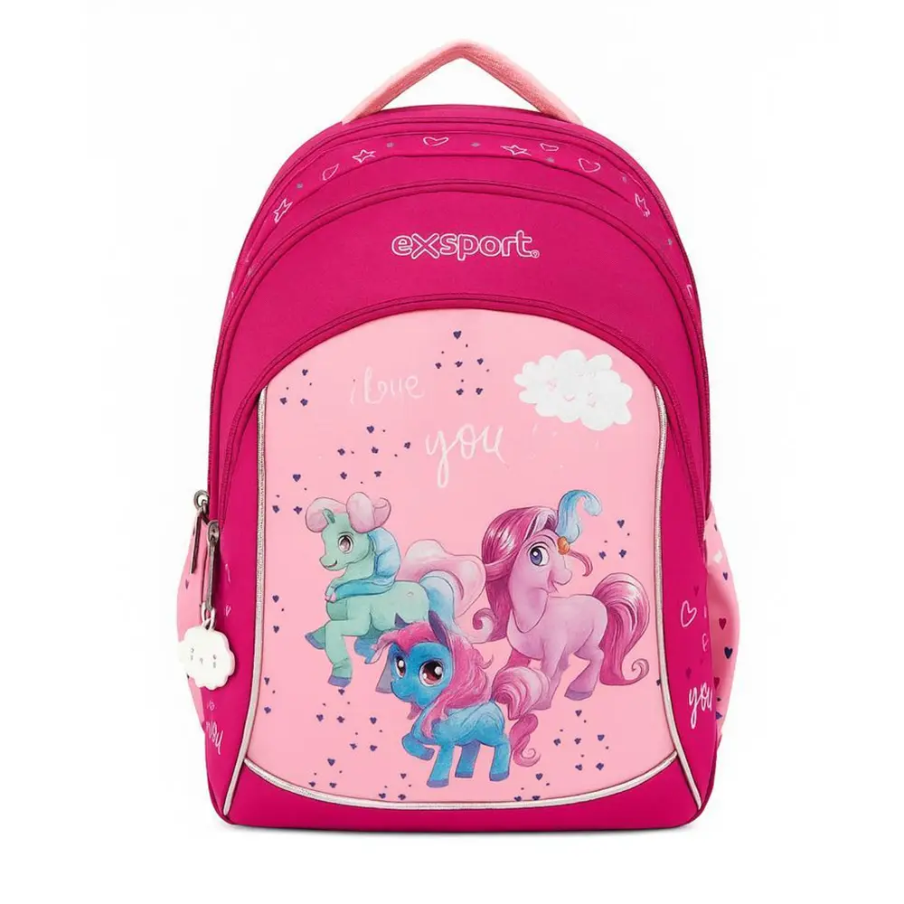 Exsport-2526302-Unicorn-Design-3-Zippers-Medium-Kids-Fuchsia-Backpack Exsport 2526302 unicorn design 3 zippers medium kids fuchsia backpack