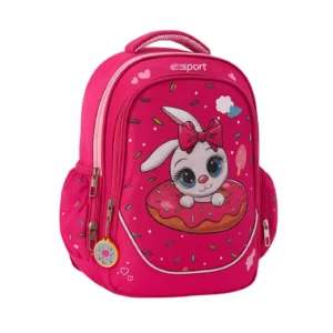 Exsport 2526311 bunny donut design 3 zippers large kids fuchsia backpack