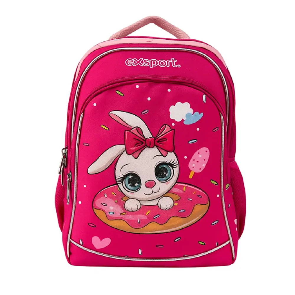 Exsport 2526312 bunny donut design 3 zippers medium kids fuchsia backpack