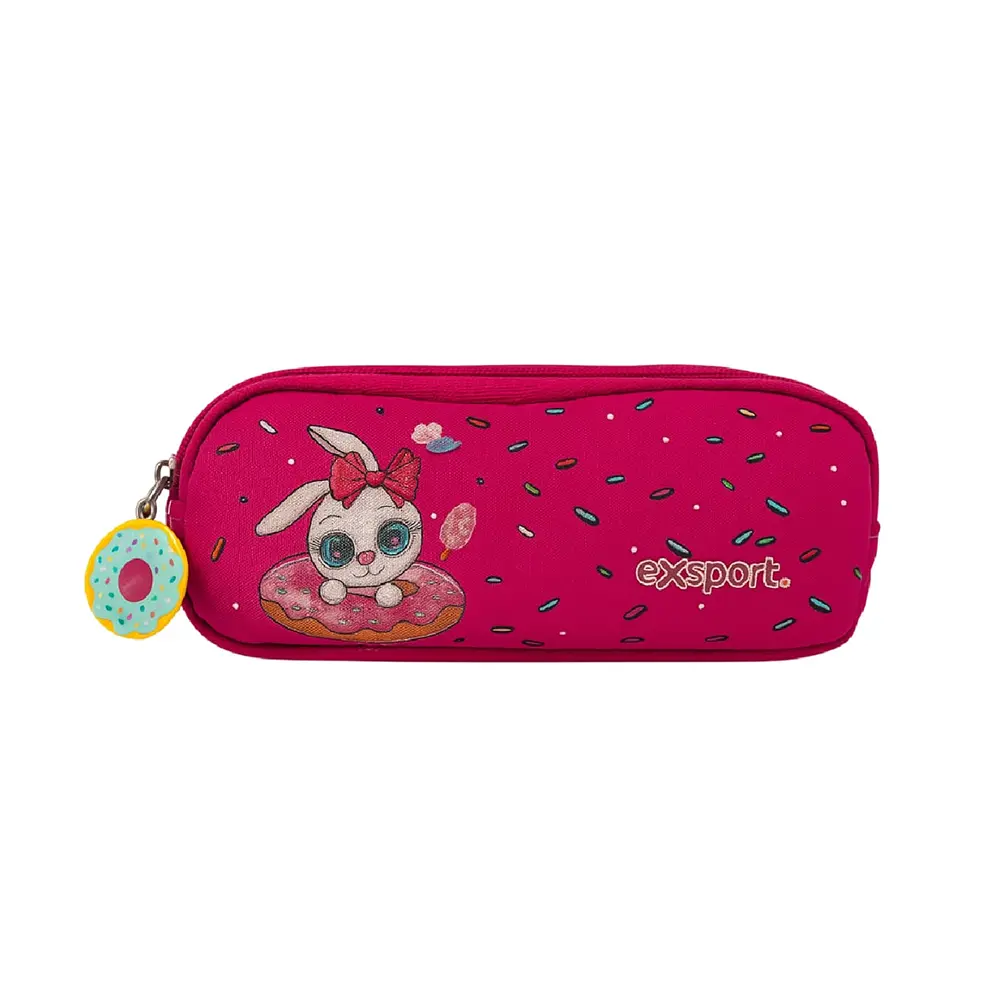 Exsport 2526314 bunny donut design 1 zippers kids fuchsia pencil case