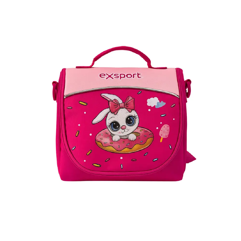 Exsport 2526315 bunny donut design 1 zippers kids fuchsia lunch bag