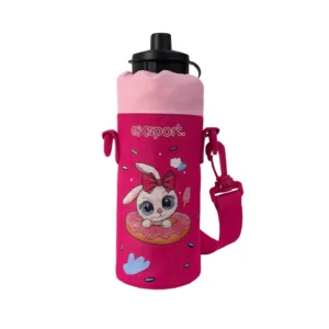 Exsport 2526316 kids water bottle with bunny donut design fuchsia case