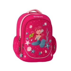 Exsport 2526321 mermaid design 3 zippers large kids fuchsia backpack