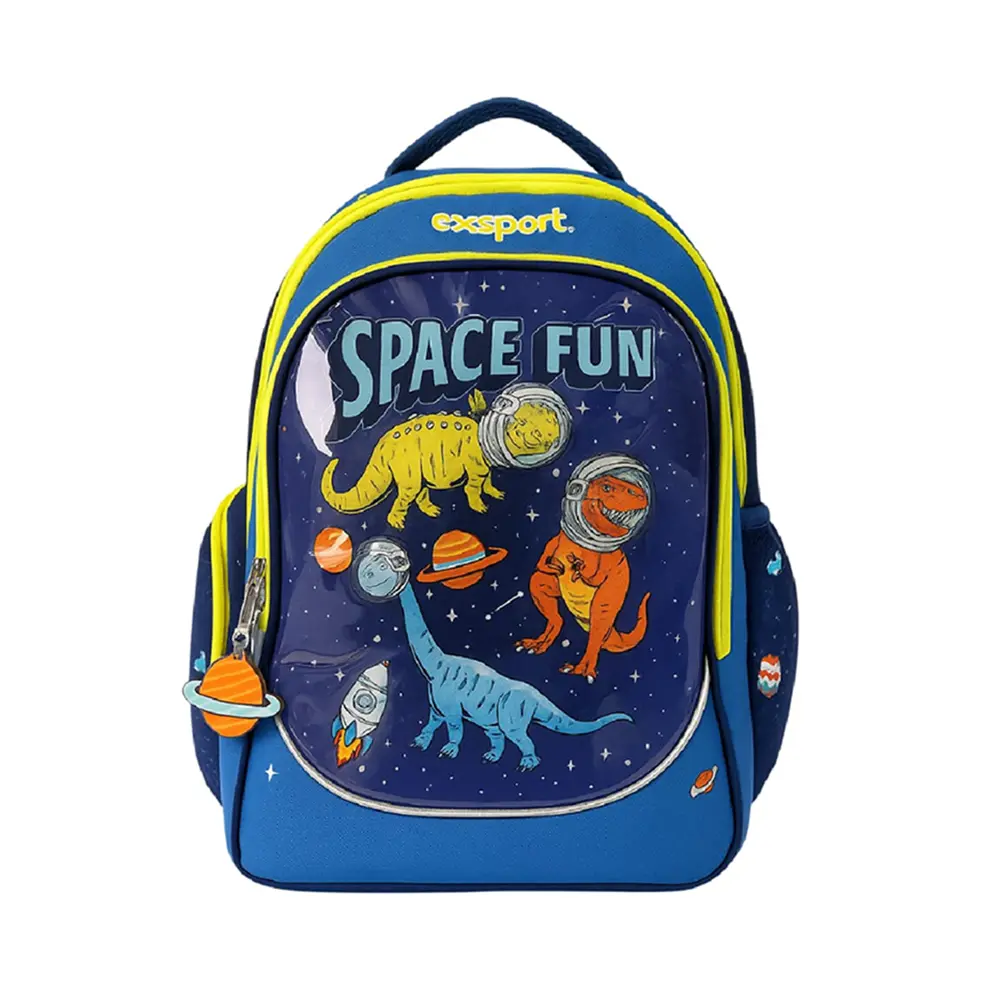 Exsport 2526331 dinosaur design 3 zippers large kids backpack