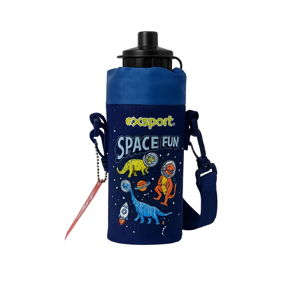 Exsport 2526336 kids water bottle with dinosaur design case