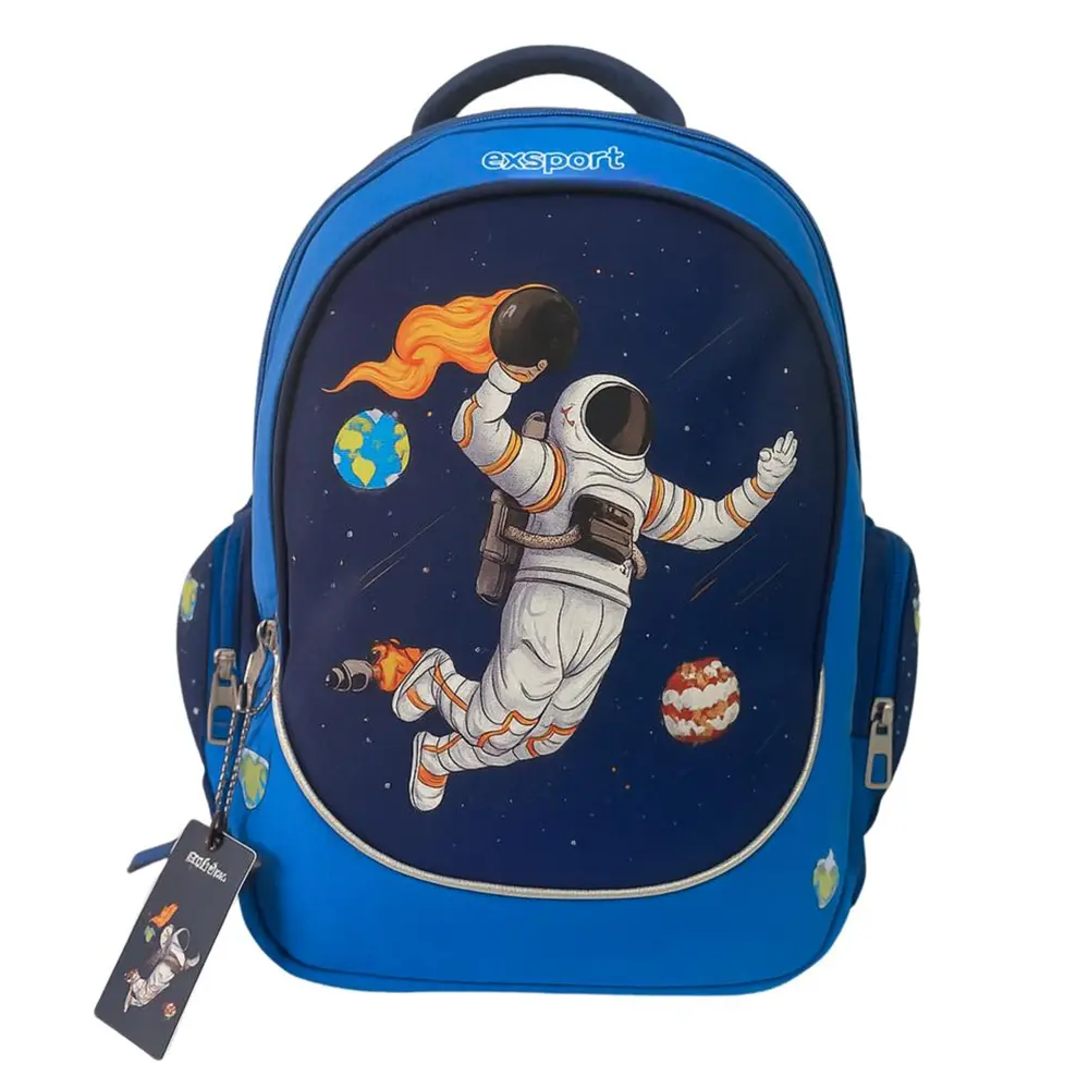 Exsport 2526341 spaceman design 3 zippers large kids backpack