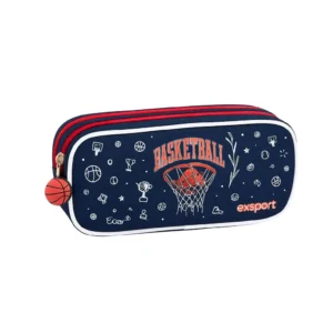 Exsport 2526354 basketball design 2 zippers kids pencil case