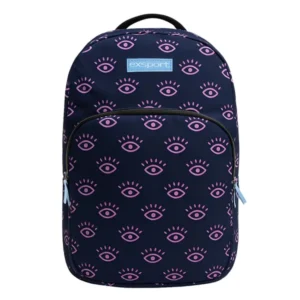 Exsport 2526400 eyes design 4 zippers navy blue backpack