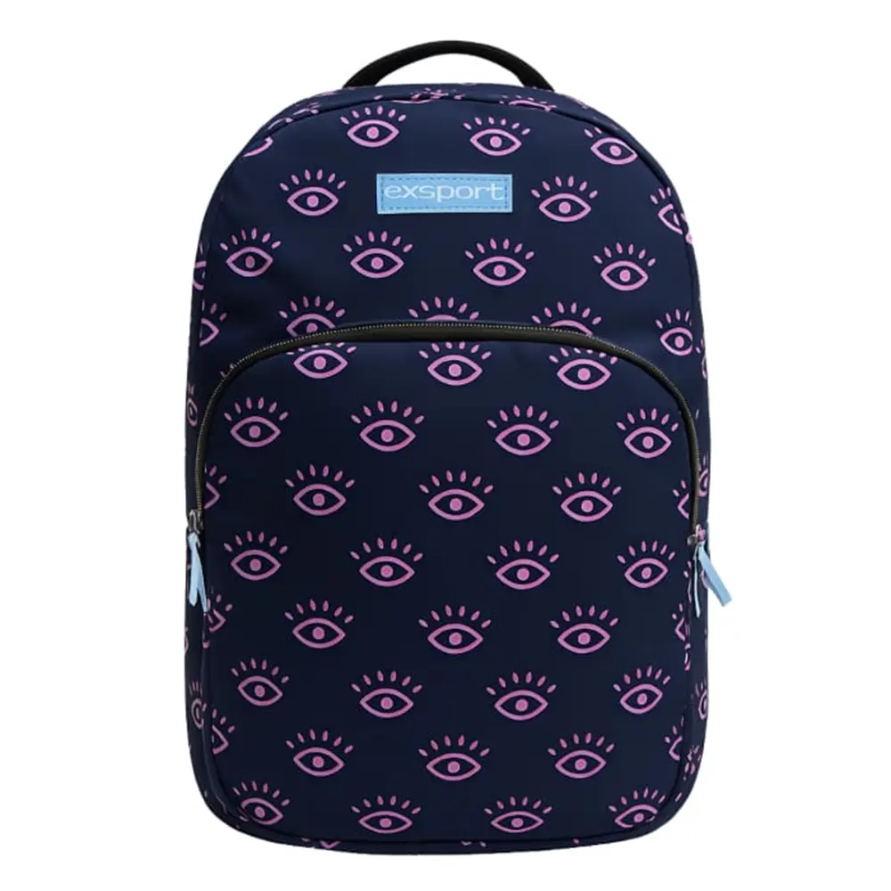 Exsport-2526400-Eyes-Design-4-Zippers-Navy-Blue-Backpack Exsport 2526400 eyes design 4 zippers navy blue backpack