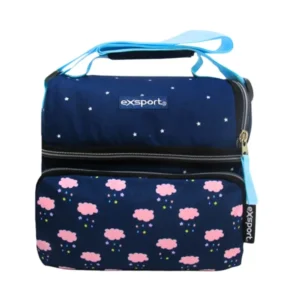 Exsport 2526401 clouds design 2 zippers lunch bag with front pocket