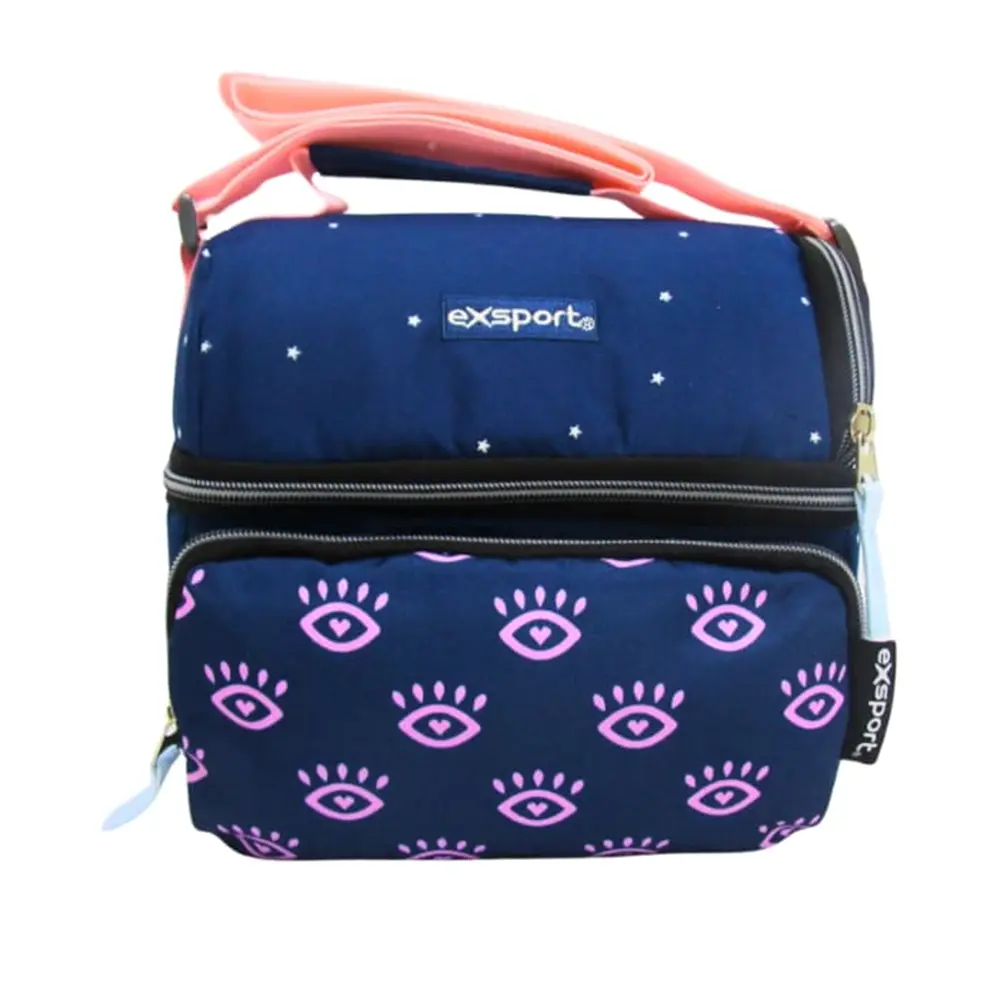 Exsport-2526401-Eyes-Design-2-Zippers-Lunch-Bag-with-Front-Pocket Exsport 2526401 eyes design 2 zippers lunch bag with front pocket