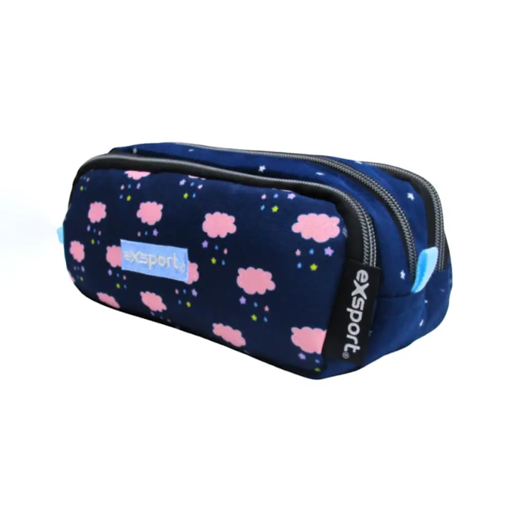 Exsport-2526402-Clouds-Design-3-Zippers-Navy-Blue-Pencil-Case Exsport 2526402 clouds design 3 zippers navy blue pencil case